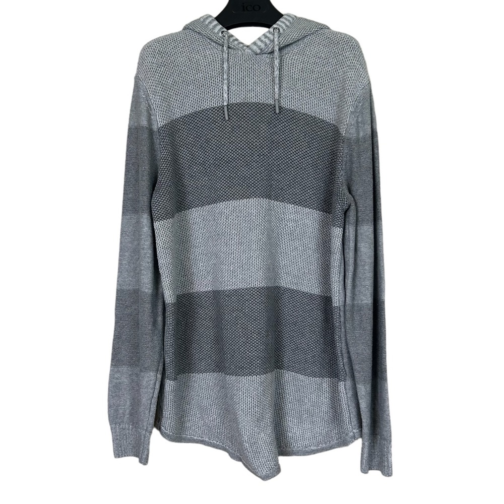 Urban Pipeline gray striped hooded pullover sweater.